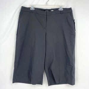 Apt. 9 Womens Size 16 Wide Leg Capri Pants Culottes Dark Gray Zip Fly Pockets